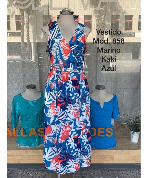 Vestido largo estampado AZUL